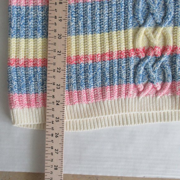 Talbots Women's Sweater Striped Cable Pattern Long Sleeve, Sz M Multicolor - Picture 7 of 9